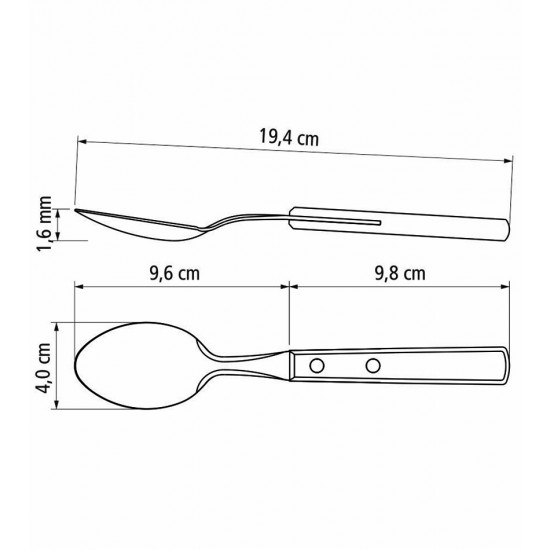 Jogo 6 Colheres Mesa Polywood Aço Inox Tramontina Com Cabo De Madeira Castanho